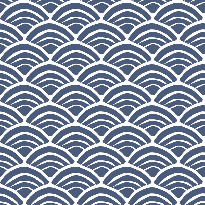 media image for Coastal Scallop Blue Peel & Stick Wallpaper by York Wallcoverings 276