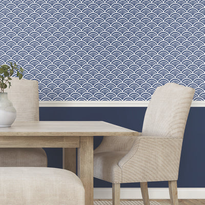 product image for Coastal Scallop Blue Peel & Stick Wallpaper by York Wallcoverings 42