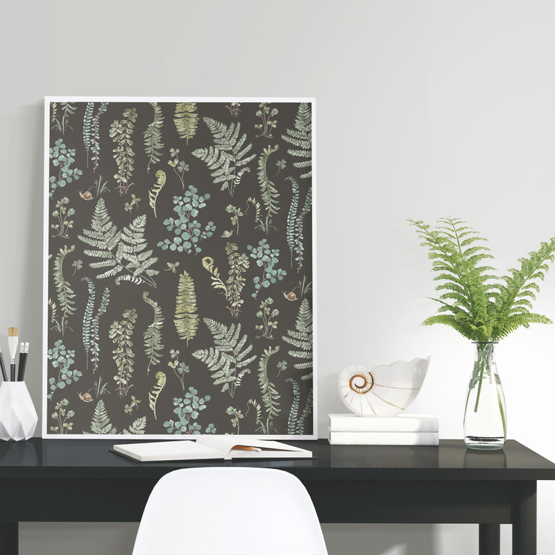 media image for Fern Study Green/Black Peel & Stick Wallpaper by York Wallcoverings 258