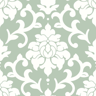 product image of sample damask green peel and stick wallpaper by roommates for york wallcoverings 1 50