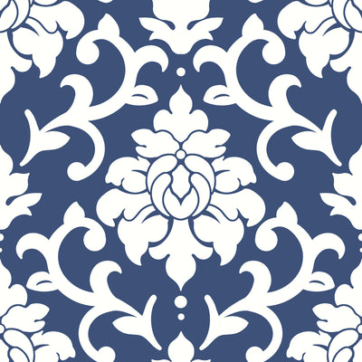 product image of sample damask indigo peel and stick wallpaper by roommates for york wallcoverings 1 588
