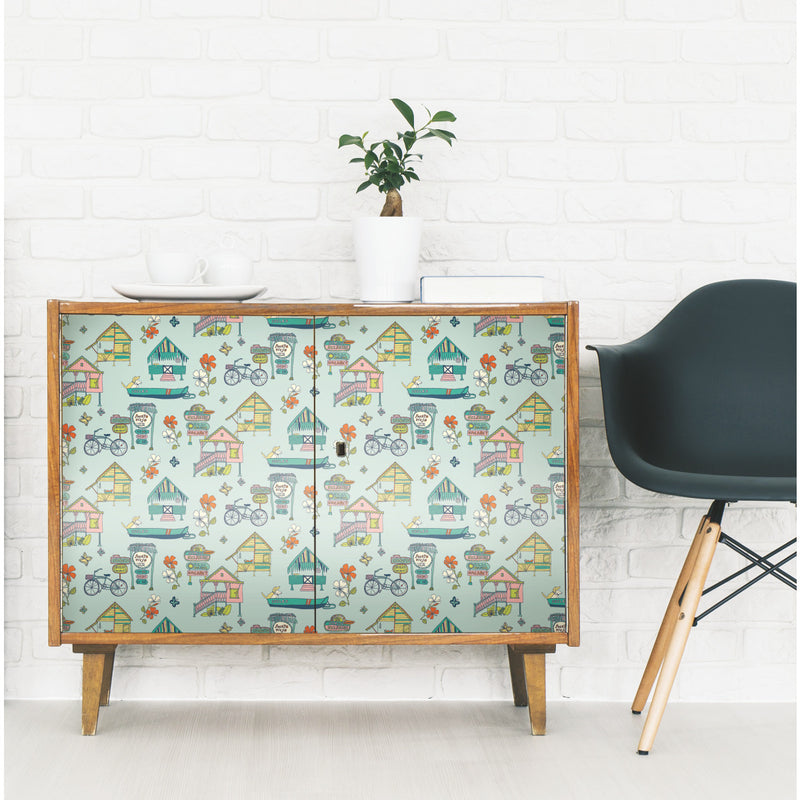 media image for Caribbean Teal Peel & Stick Wallpaper by RoomMates for York Wallcoverings 261