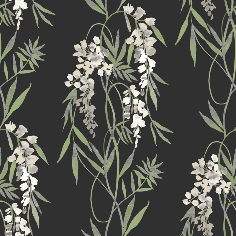 media image for Nouveaux Wisteria Green Peel & Stick Wallpaper by RoomMates for York Wallcoverings 243