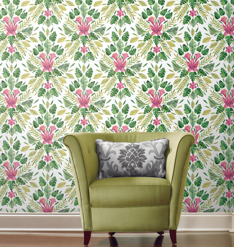 media image for Cat Coquillette Green Tropical Peel & Stick Wallpaper by RoomMates for York Wallcoverings 288