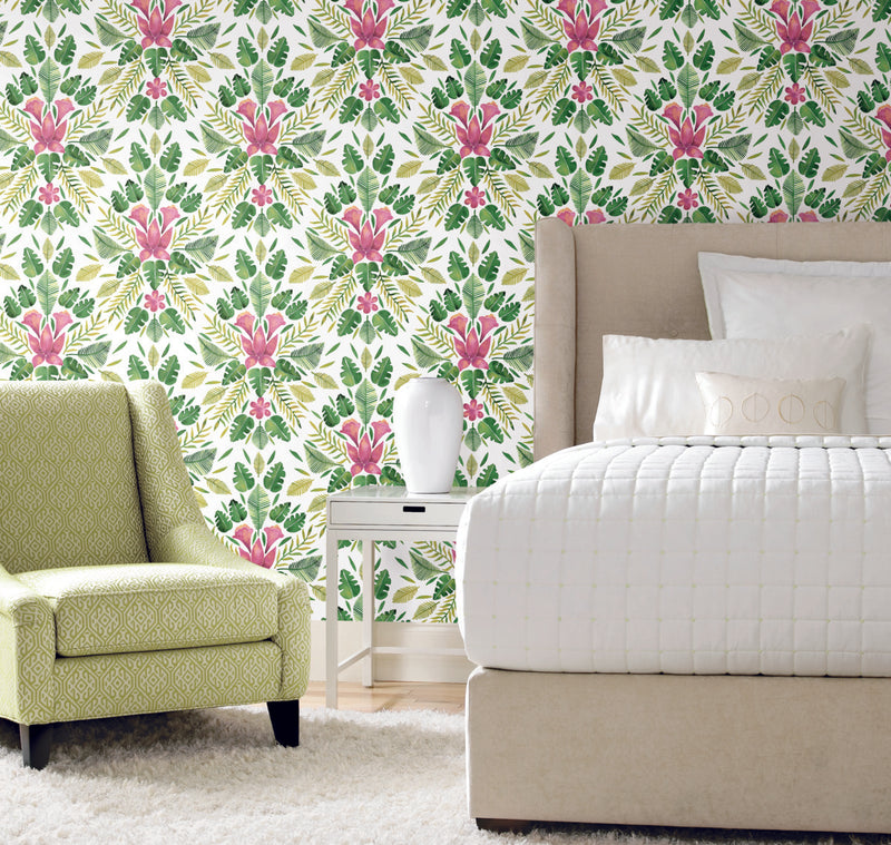 media image for Cat Coquillette Green Tropical Peel & Stick Wallpaper by RoomMates for York Wallcoverings 245