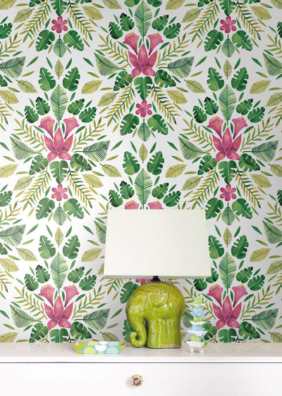 product image for Cat Coquillette Green Tropical Peel & Stick Wallpaper by RoomMates for York Wallcoverings 18