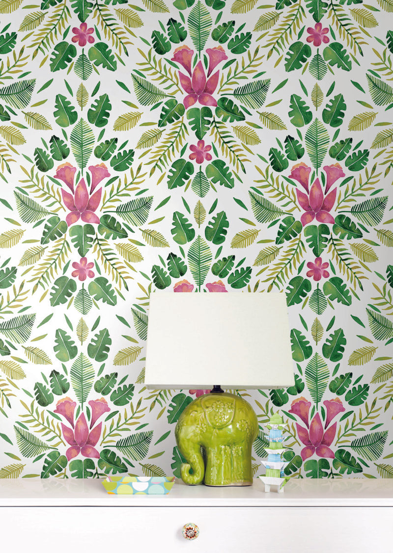media image for Cat Coquillette Green Tropical Peel & Stick Wallpaper by RoomMates for York Wallcoverings 259