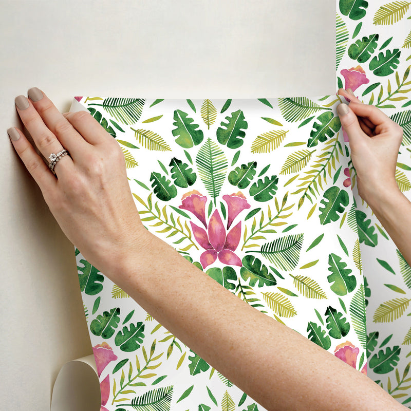 media image for Cat Coquillette Green Tropical Peel & Stick Wallpaper by RoomMates for York Wallcoverings 268