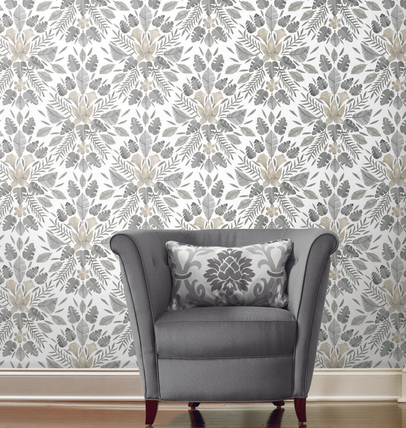 media image for Cat Coquillette Grey Tropical Peel & Stick Wallpaper by RoomMates for York Wallcoverings 21