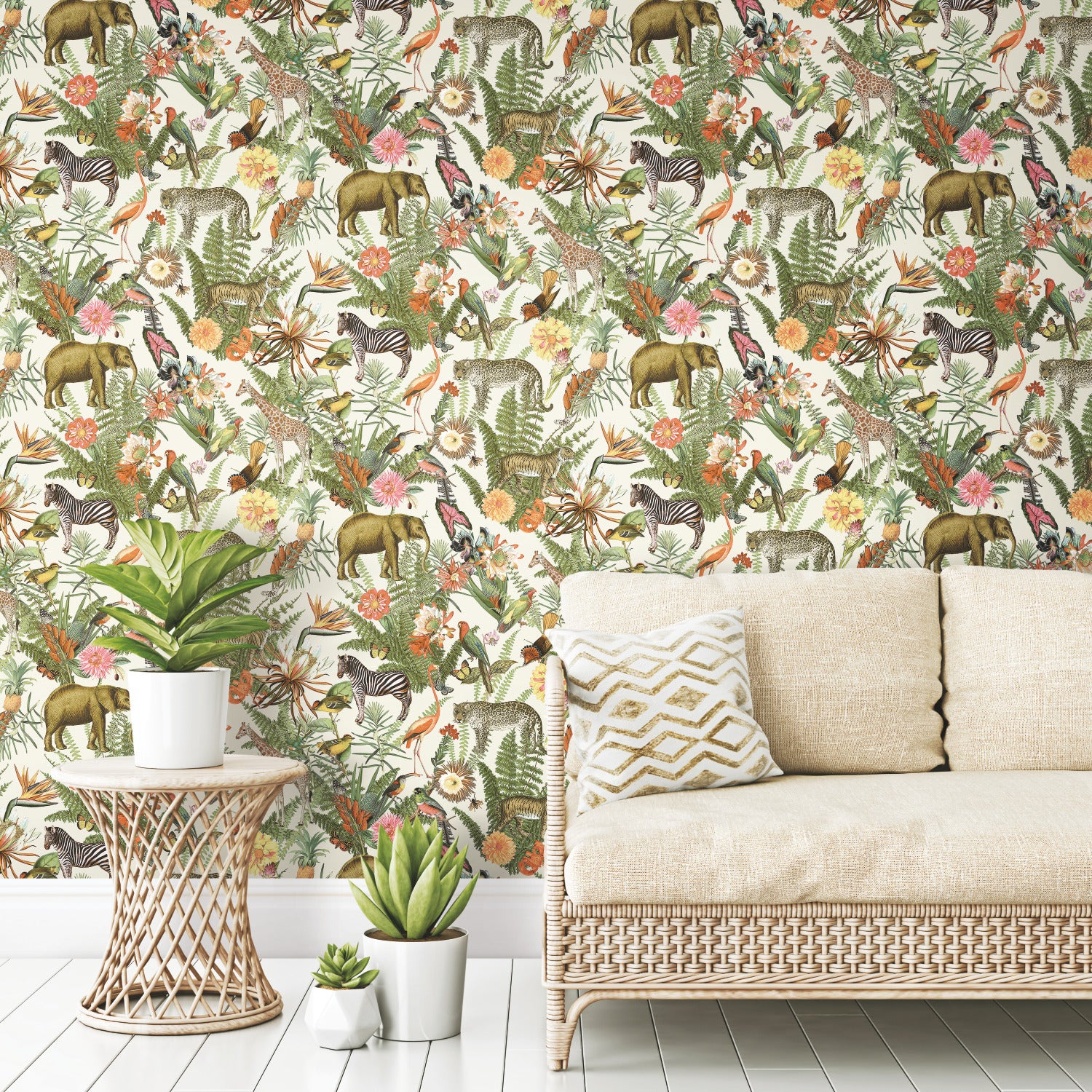 Shop Tropical Zoo Peel & Stick Wallpaper in Green Burke Decor