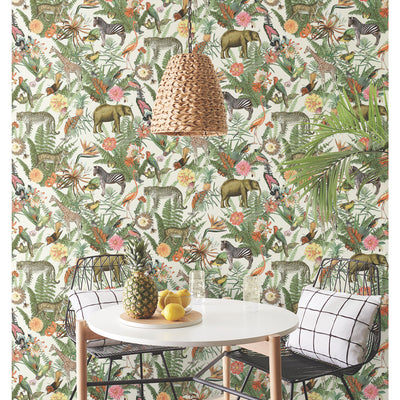 product image for Tropical Zoo Peel & Stick Wallpaper in Green by RoomMates 84