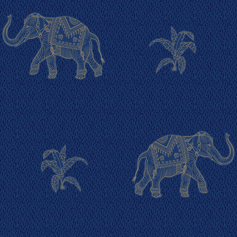 media image for Elephant Walk Peel & Stick Wallpaper in Blue/Gold 283