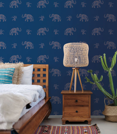 product image for Elephant Walk Peel & Stick Wallpaper in Blue/Gold 16