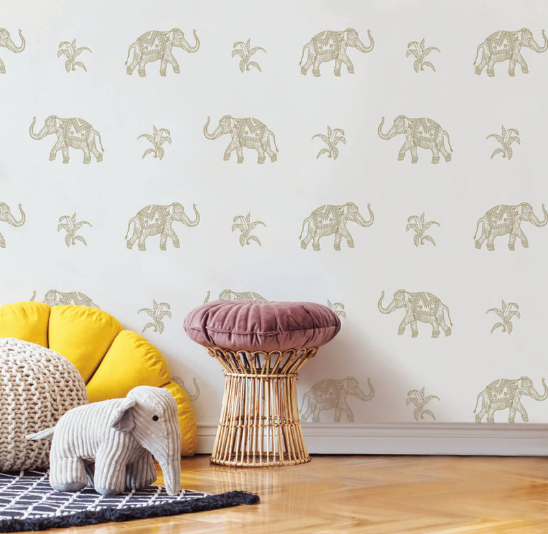 media image for Elephant Walk Peel & Stick Wallpaper in Yellow 291