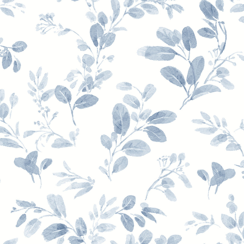 media image for sample dancing leaves blue peel and stick wallpaper by roommates for york wallcoverings 1 275
