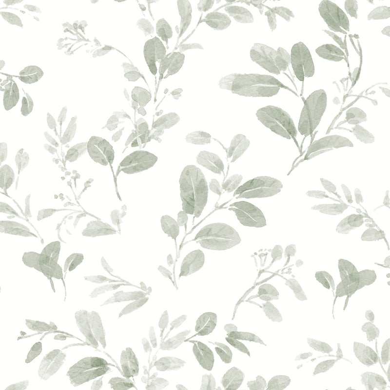 media image for sample dancing leaves green peel and stick wallpaper by roommates for york wallcoverings 1 213