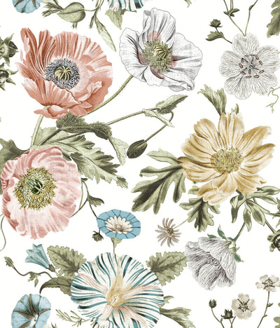 product image for Vintage Poppy Pink Peel & Stick Wallpaper by RoomMates for York Wallcoverings 43
