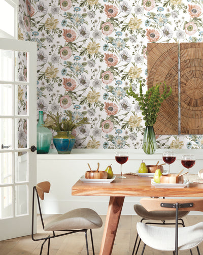product image for Vintage Poppy Pink Peel & Stick Wallpaper by RoomMates for York Wallcoverings 37