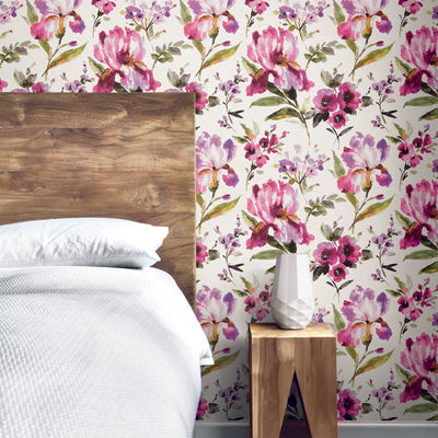 product image for Iris Purple Peel & Stick Wallpaper by RoomMates for York Wallcoverings 50