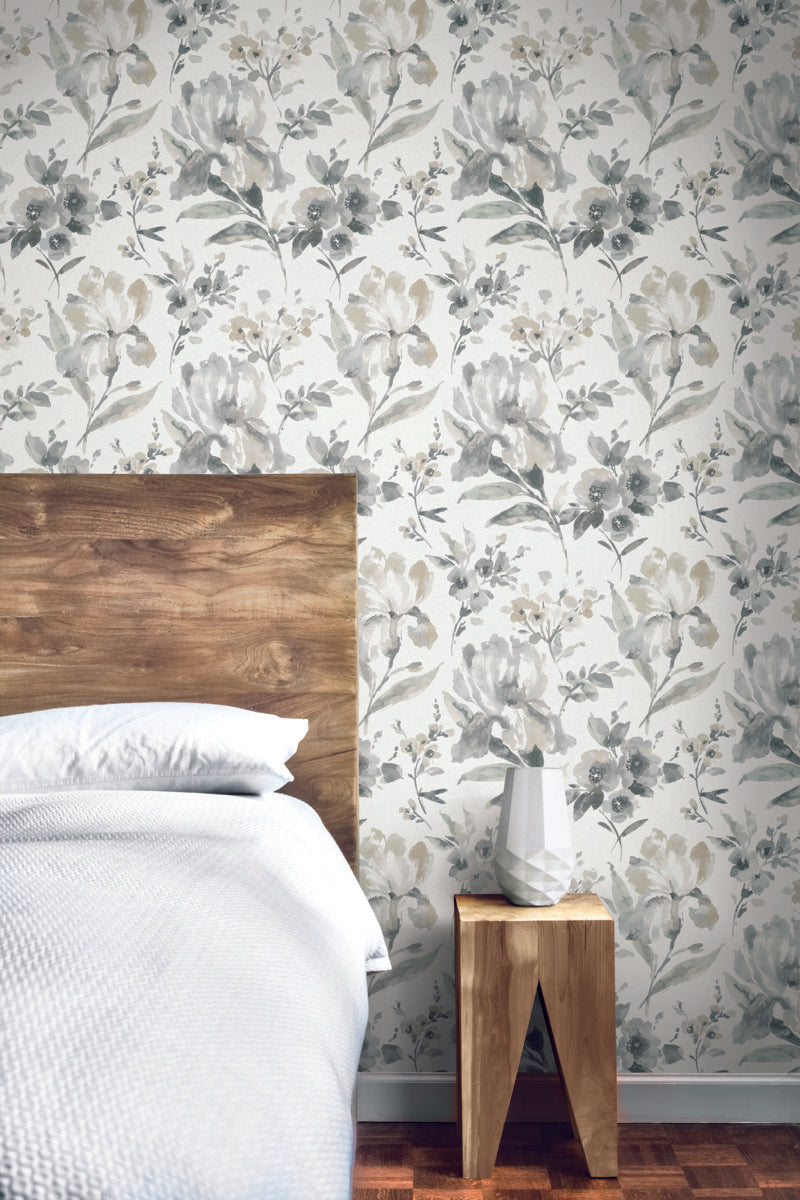 Shop Iris Grey Peel & Stick Wallpaper Burke Decor