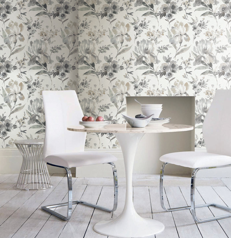 Shop Iris Grey Peel & Stick Wallpaper | Burke Decor