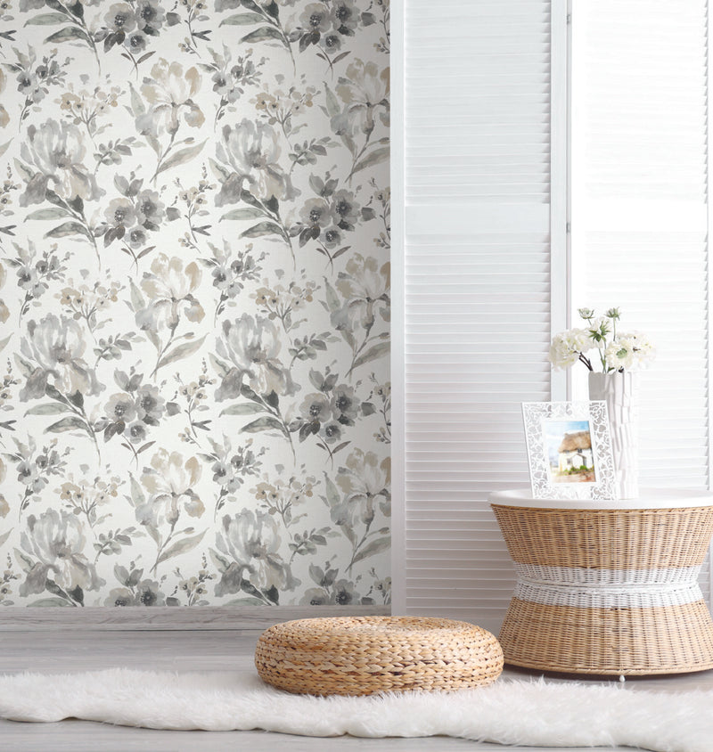 Shop Iris Grey Peel & Stick Wallpaper Burke Decor