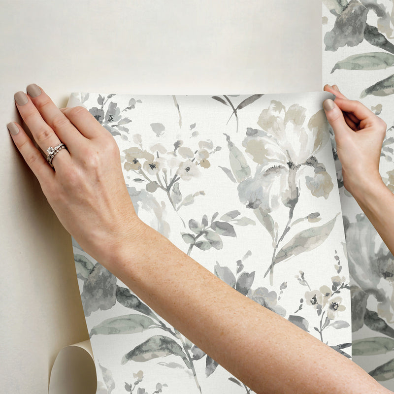 Shop Iris Grey Peel & Stick Wallpaper Burke Decor