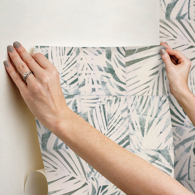 product image for Mr. Kate Cubism Palm Peel & Stick Wallpaper in Green by RoomMates 87