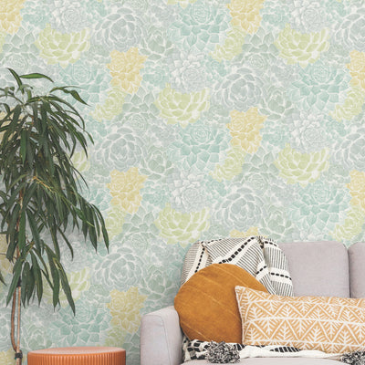 product image for Mr. Kate Succulent Plant Peel & Stick Wallpaper in Green by RoomMates 75
