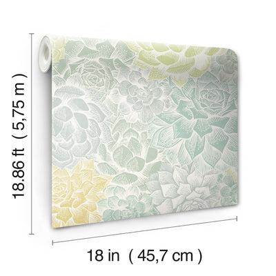 product image for Mr. Kate Succulent Plant Peel & Stick Wallpaper in Green by RoomMates 63