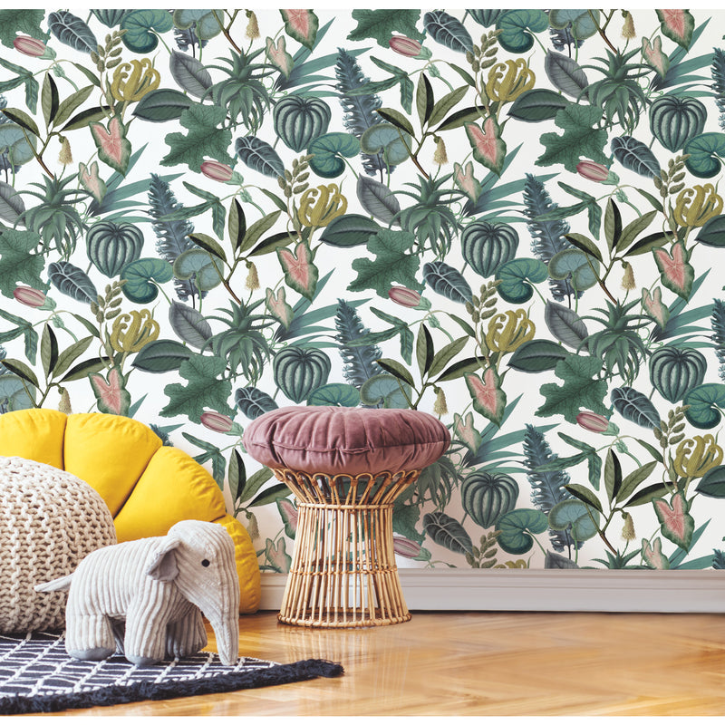 media image for Mr. Kate Tropical Peel & Stick Wallpaper in Green by RoomMates 286