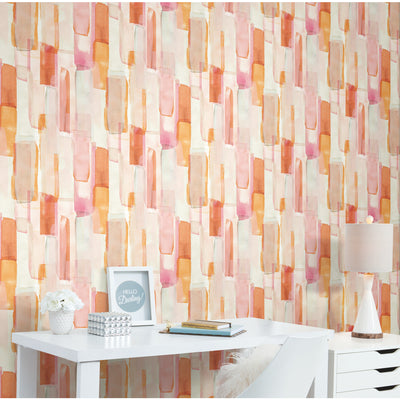 product image for Mr. Kate Watercolor Glass Peel & Stick Wallpaper in Pink by RoomMates 6