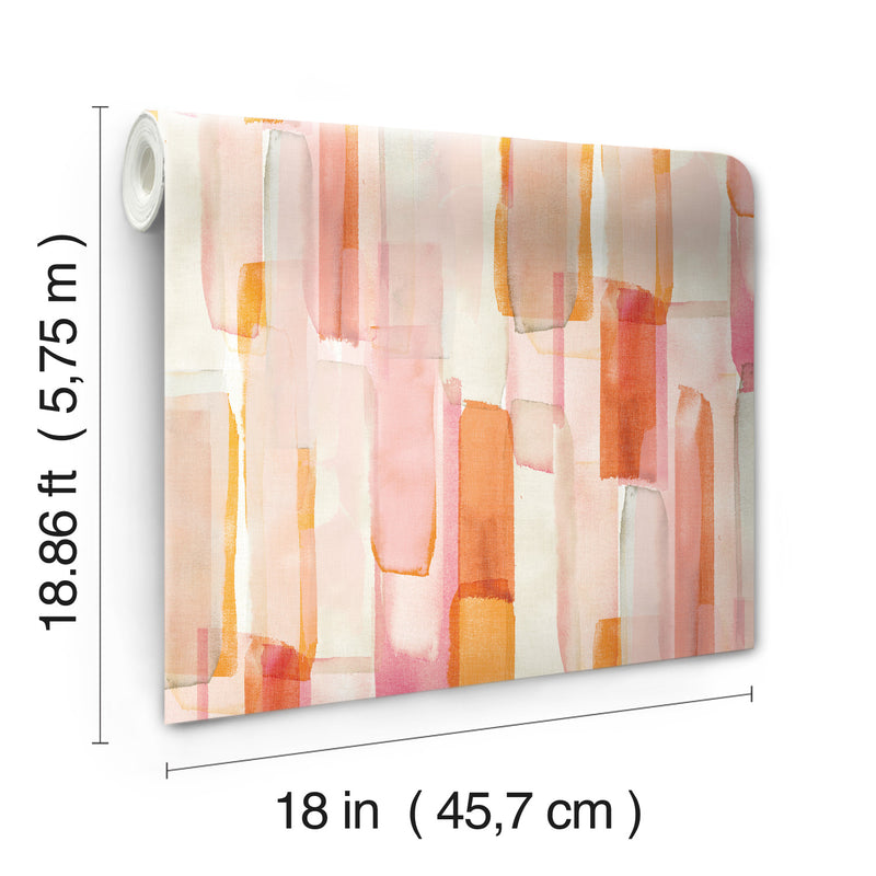 media image for Mr. Kate Watercolor Glass Peel & Stick Wallpaper in Pink by RoomMates 235
