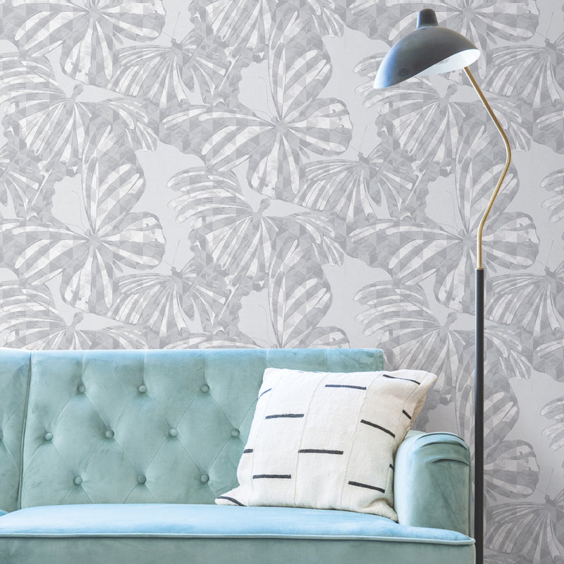 media image for Mr. Kate Butterfly Peel & Stick Wallpaper in Grey by RoomMates 280