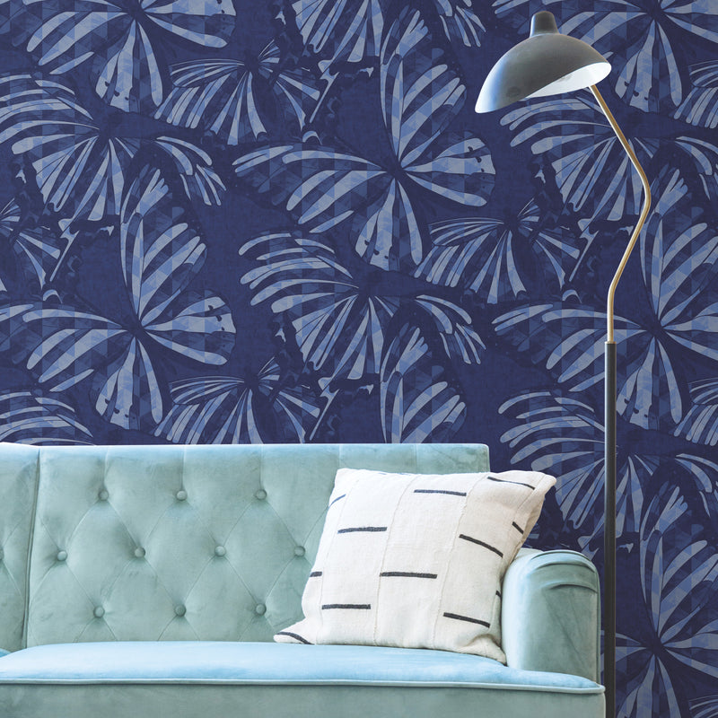 media image for Mr. Kate Butterfly Peel & Stick Wallpaper in Blue by RoomMates 26