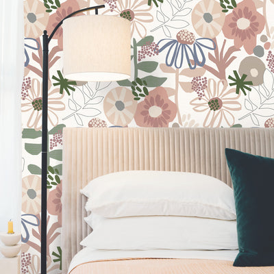 product image for mr kate desert floral peel and stick wallpaper in pink by roommates 5 75