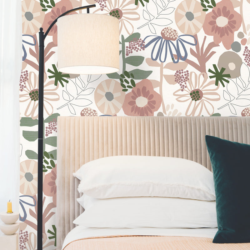 media image for mr kate desert floral peel and stick wallpaper in pink by roommates 5 274