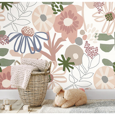 product image for mr kate desert floral peel and stick wallpaper in pink by roommates 2 87