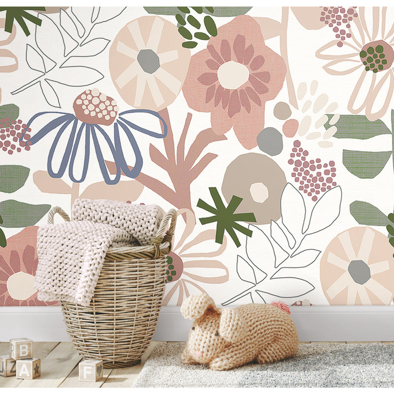 media image for mr kate desert floral peel and stick wallpaper in pink by roommates 2 287