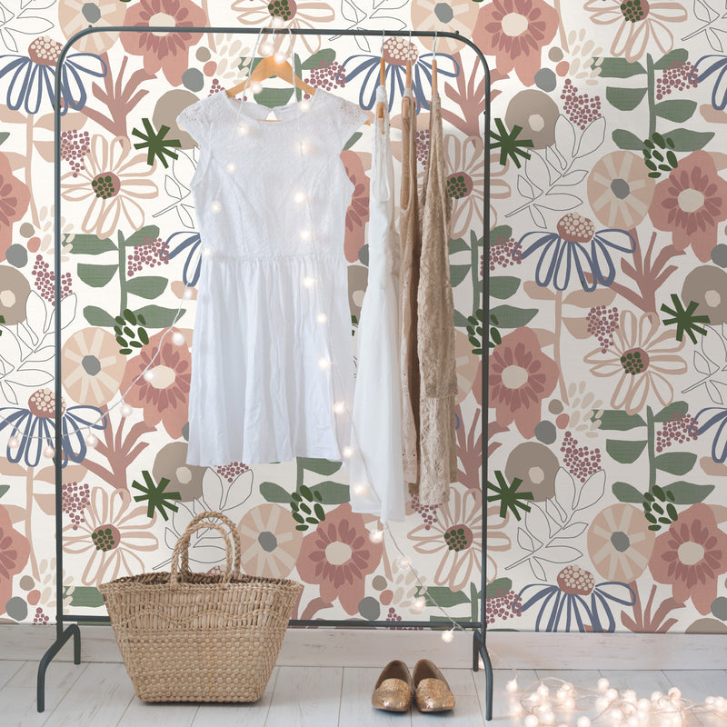 media image for mr kate desert floral peel and stick wallpaper in pink by roommates 4 219