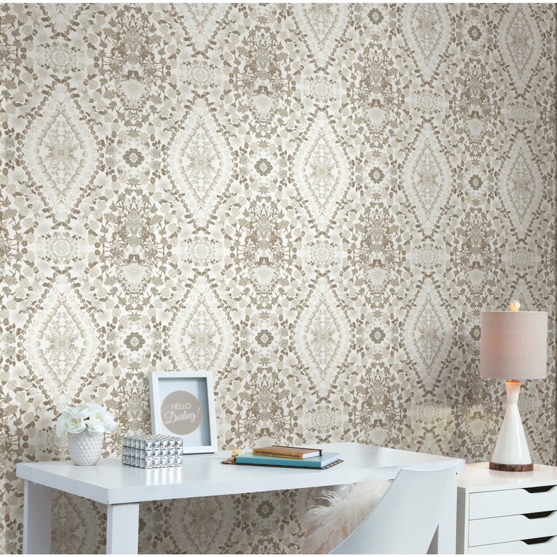 media image for Mr. Kate Dried Flower Kaleidoscope Peel & Stick Wallpaper in Taupe by RoomMates 289