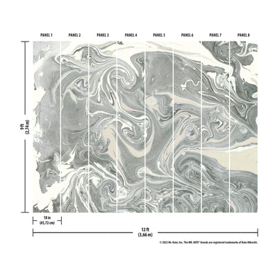 product image for Mr. Kate Acrylic Pour Peel & Stick Wall Mural in Grey by RoomMates 85