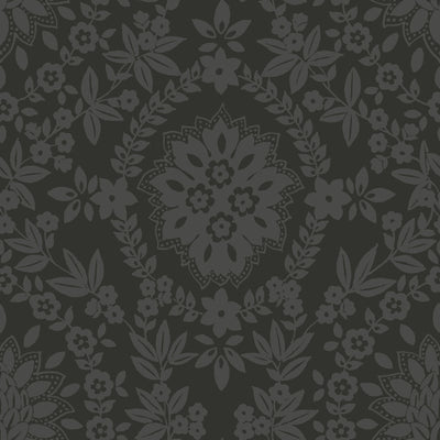 product image of Boho Baroque Damask Peel & Stick Wallpaper in Grey 571