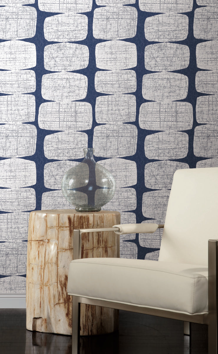 media image for Mid-Century Beads Blue Peel & Stick Wallpaper by RoomMates for York Wallcoverings 236