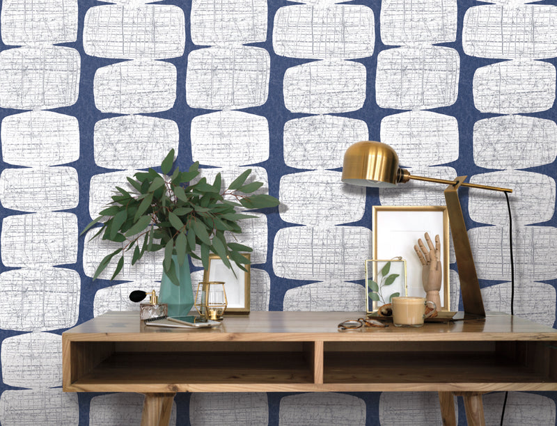 media image for Mid-Century Beads Blue Peel & Stick Wallpaper by RoomMates for York Wallcoverings 229
