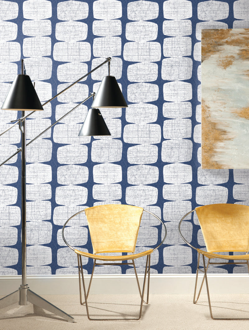 media image for Mid-Century Beads Blue Peel & Stick Wallpaper by RoomMates for York Wallcoverings 235