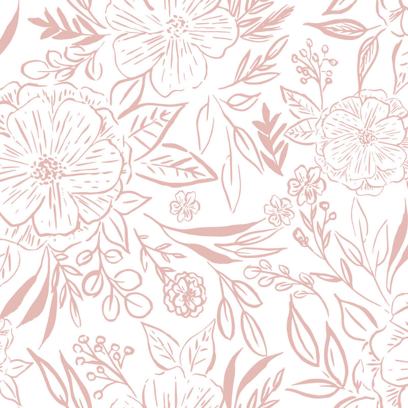 media image for Floral Sketch Peel & Stick Wallpaper in Pink 256