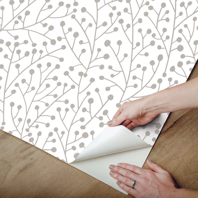 product image for Cat Coquillette Berry Branches Peel & Stick Wallpaper in Taupe 60