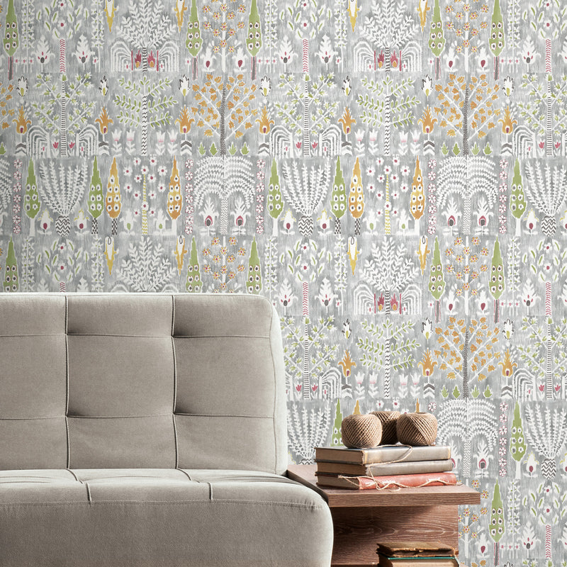 media image for Persian Ikat Grey Peel & Stick Wallpaper by RoomMates for York Wallcoverings 280