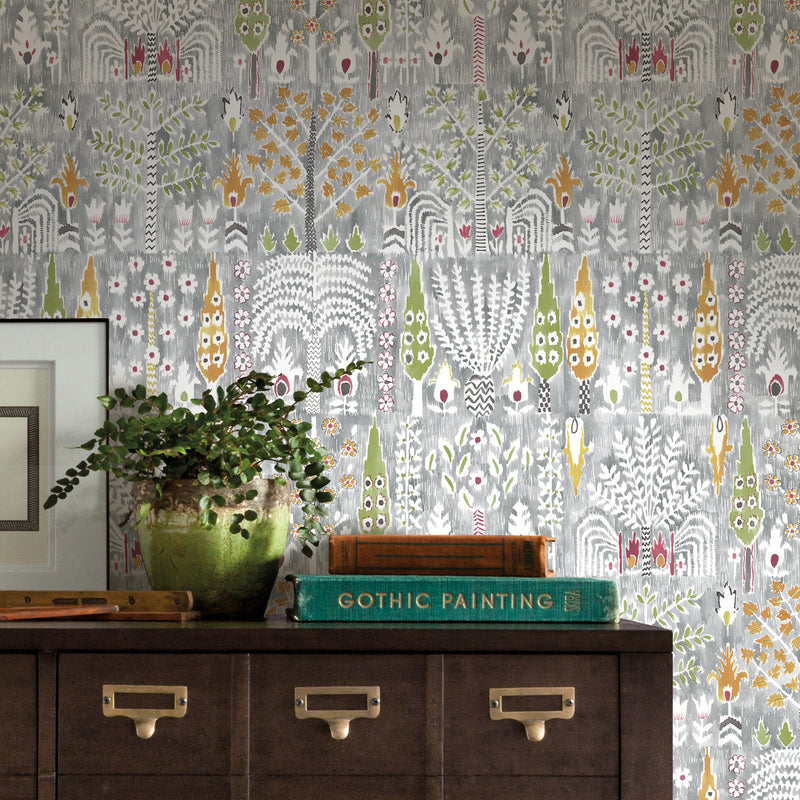 Shop Persian Ikat Grey Peel & Stick Wallpaper | Burke Decor